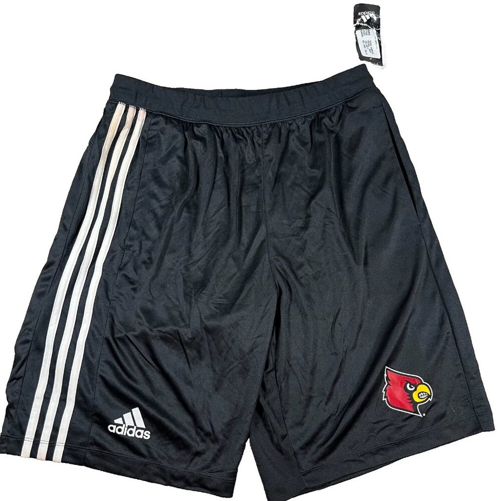 Adidas Mens Large Black Louisville Cardinals Basketball Training Shorts NWT